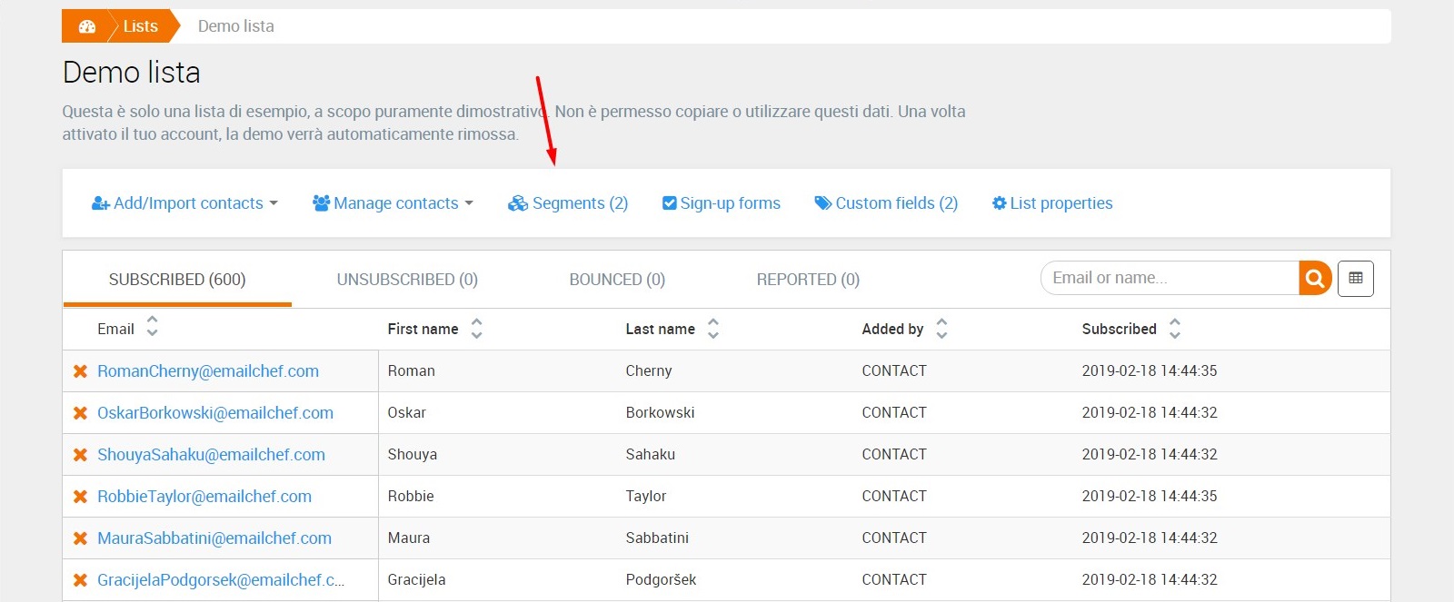 How to segment subriscibers to a mailing list 1