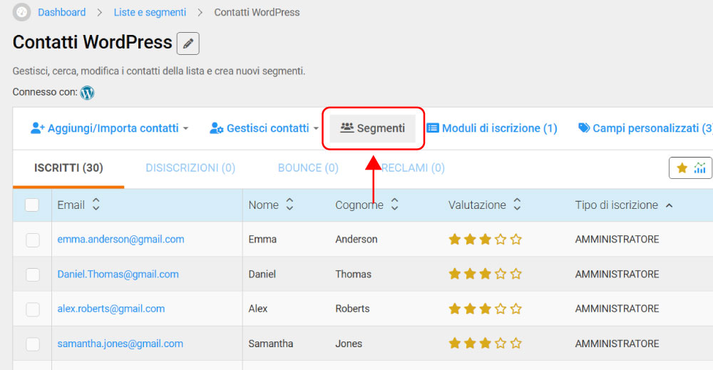 Segmentare la tua mailing list
