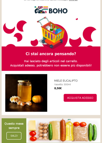 Template email carrello abbandonato