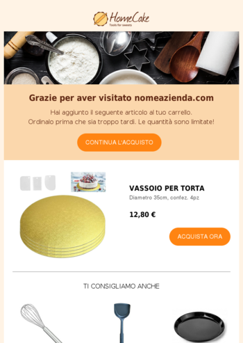 Template email carrello abbandonato