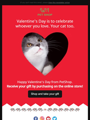 San Valentín gato animales - Newsletter Template