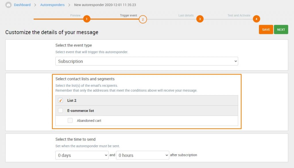 Create an automatic welcome email - Emailchef