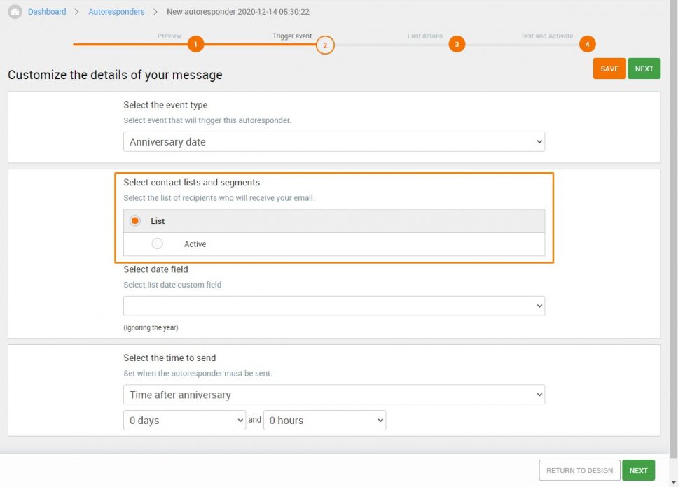 How to create an automatic greeting email - Emailchef
