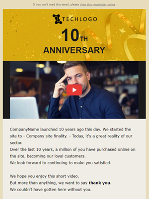 Newsletter Anniversary Email