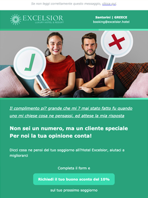 Newsletter di ringraziamento per un feedback o review