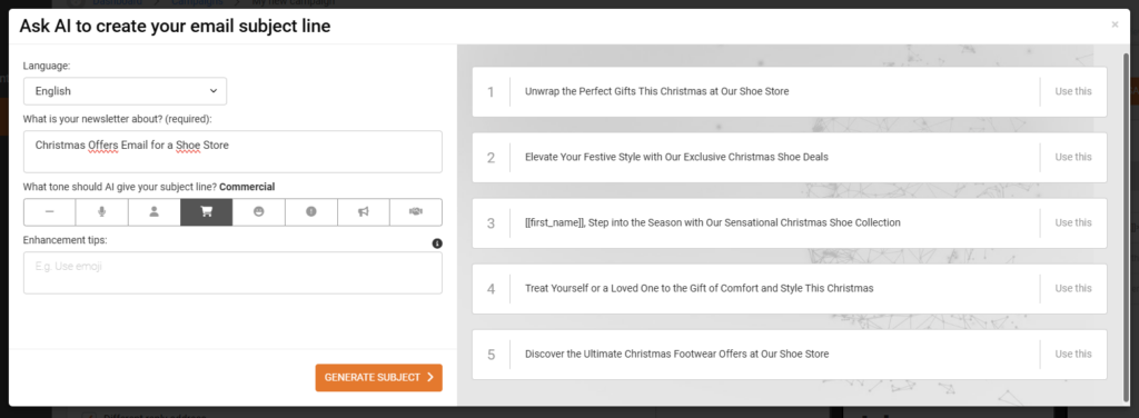 Generate the subject of your emails with artificial intelligence