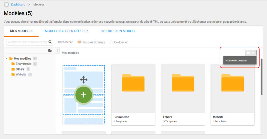 Dossiers pour organiser vos modèles