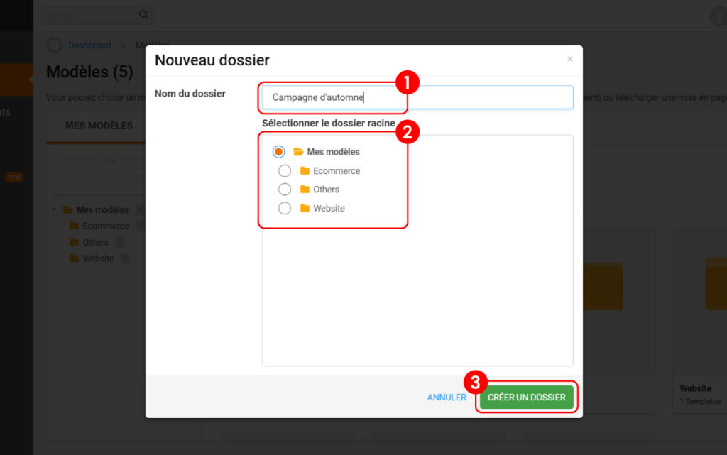 Création de dossiers pour organiser vos modèles