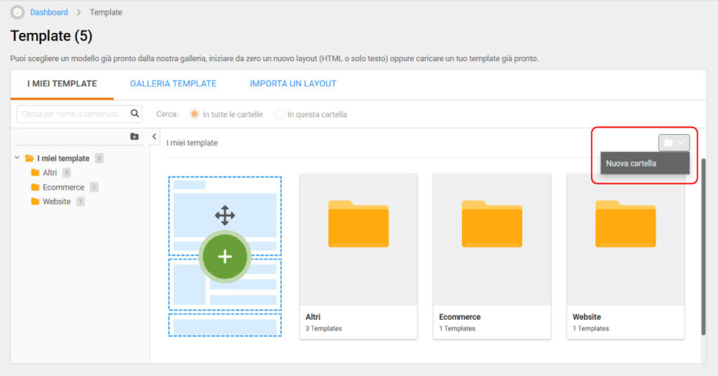 Gestione cartelle templates email