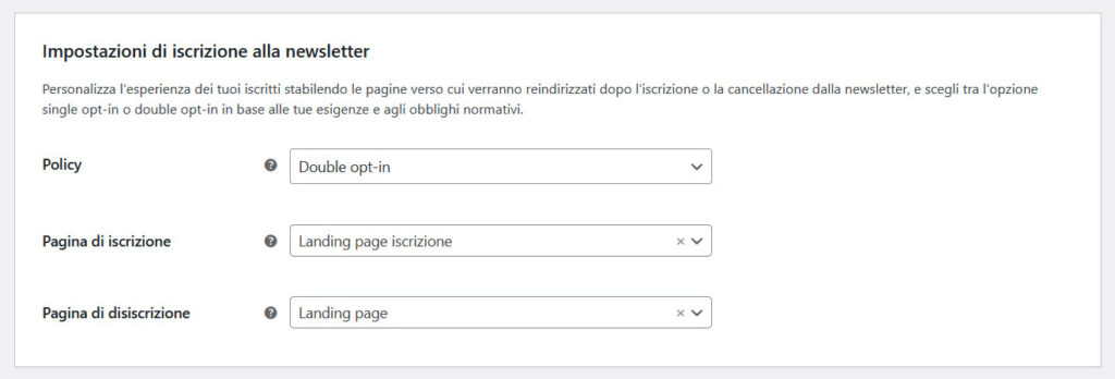 Impostazioni iscrizione plugin Emailchef per Woocommerce