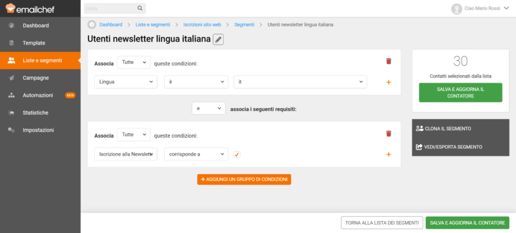 Come segmentare i contatti della mailing list