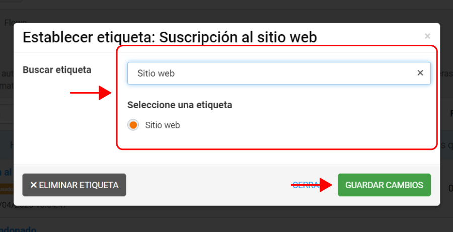Etiquetas de automatizaciones de correo electrónico