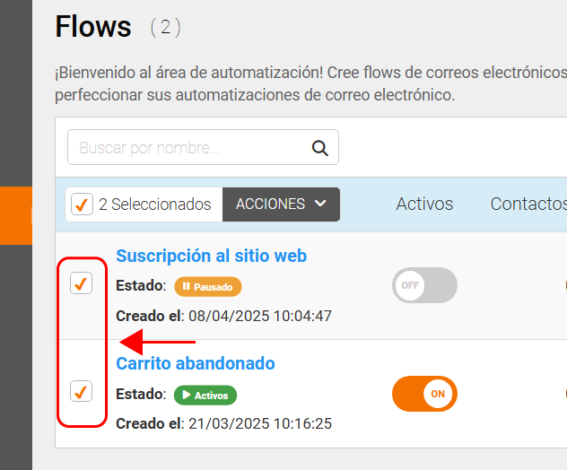 Etiquetas de automatizaciones de correo electrónico