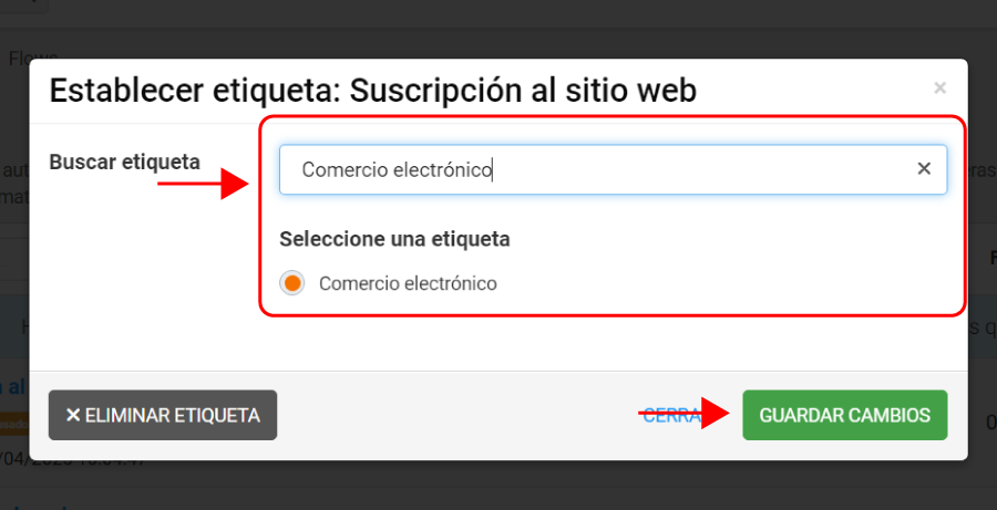 Etiquetas de automatizaciones de correo electrónico