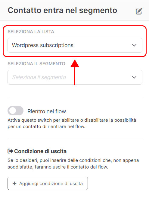 Emailchef flow: contatto entra nel segmento