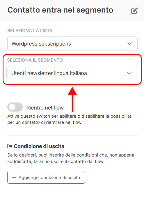 Emailchef flow: contatto entra nel segmento