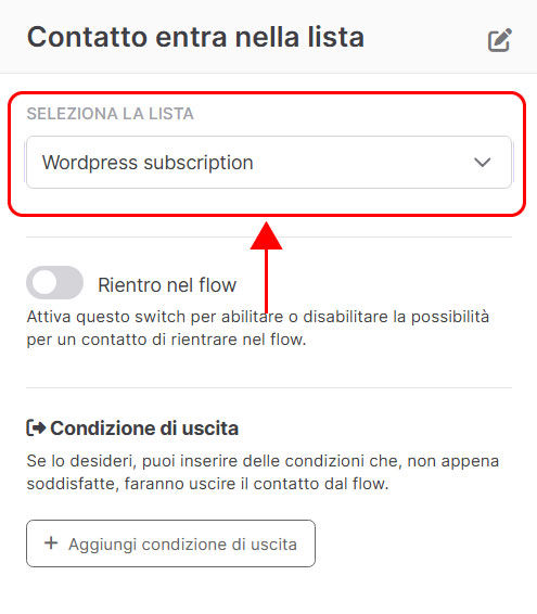 Emailchef flow: contatto entra nella lista