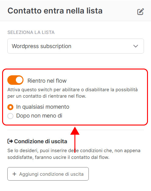 Emailchef flow: contatto entra nella lista
