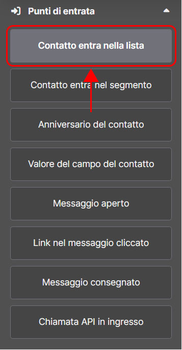 Emailchef flow: contatto entra nella lista