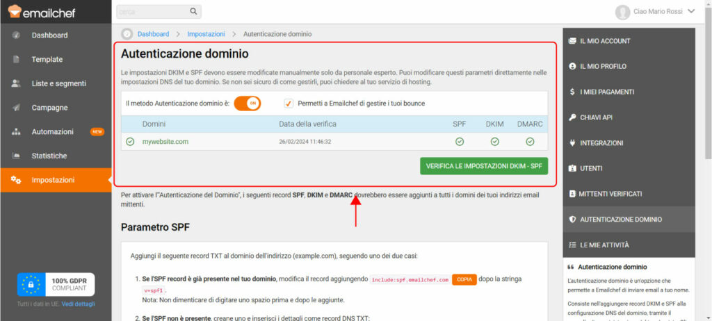 Autenticazione mittente dominio email