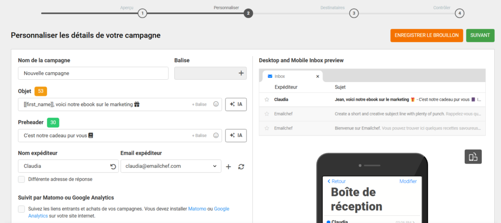Comment personnaliser les détails de votre message