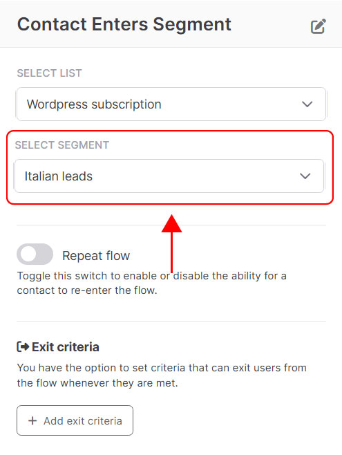 Contact enters segment