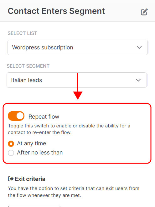 Contact enters segment