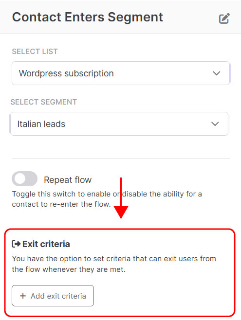 Contact enters segment