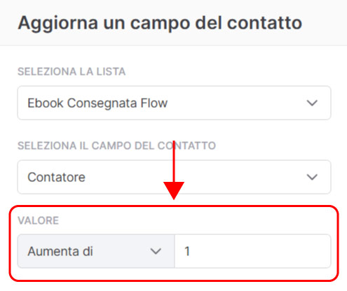 Emailchef Flow: azione aggiorna un campo del contatto
