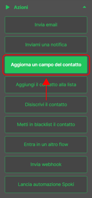 Emailchef Flow: azione aggiorna un campo del contatto
