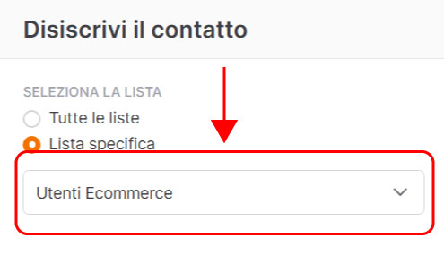 Emailchef Flow: azione disiscrivi contatto