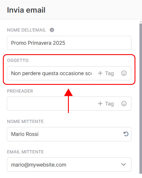 Emailchef Flow: azione invia email