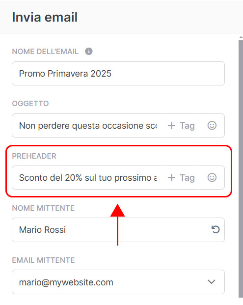Emailchef Flow: azione invia email