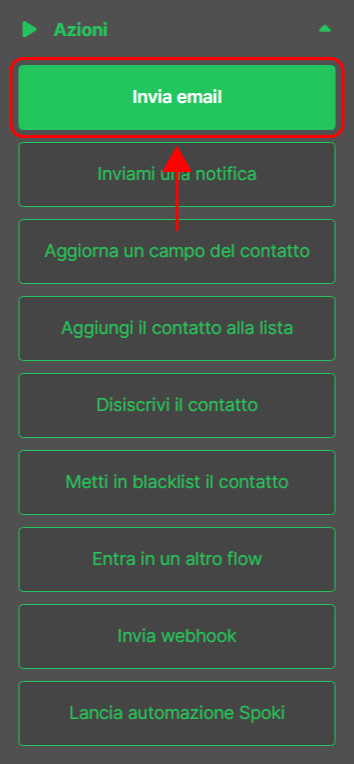 Emailchef Flow: azione invia email