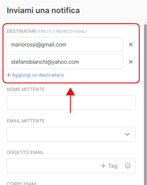 Emailchef Flow: azione inviami una notifica