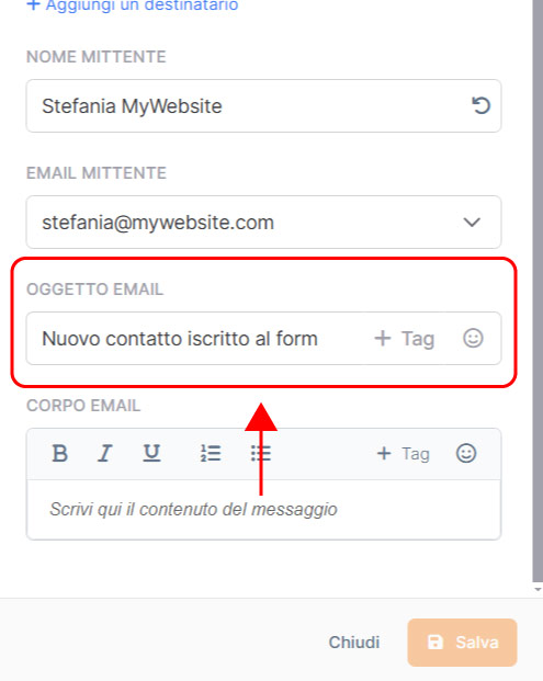 Emailchef Flow: azione inviami una notifica
