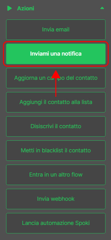 Emailchef Flow: azione inviami una notifica