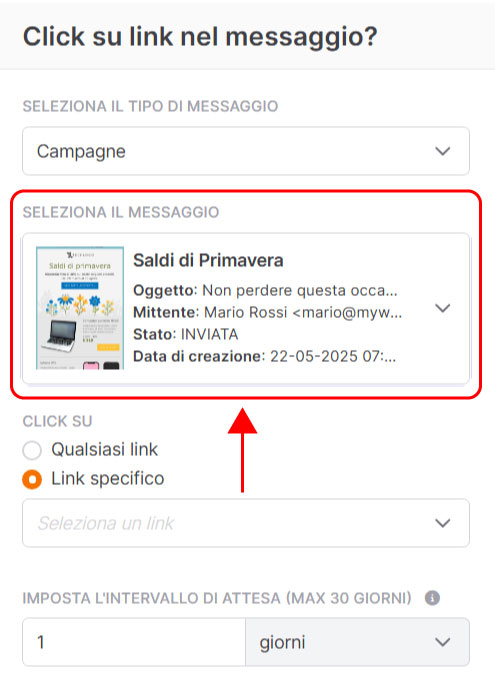 Emailchef Flow: evento click su link nel messaggio