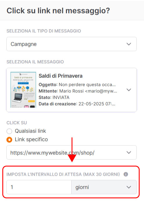 Emailchef Flow: evento click su link nel messaggio