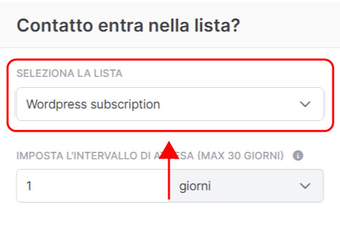Emailchef Flow: evento contatto entra nella lista