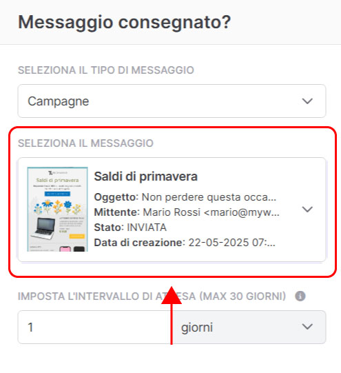 Emailchef Flow: evento messaggio consegnato