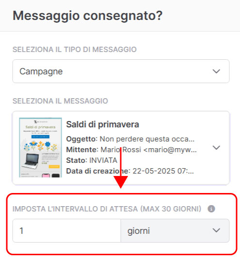 Emailchef Flow: evento messaggio consegnato
