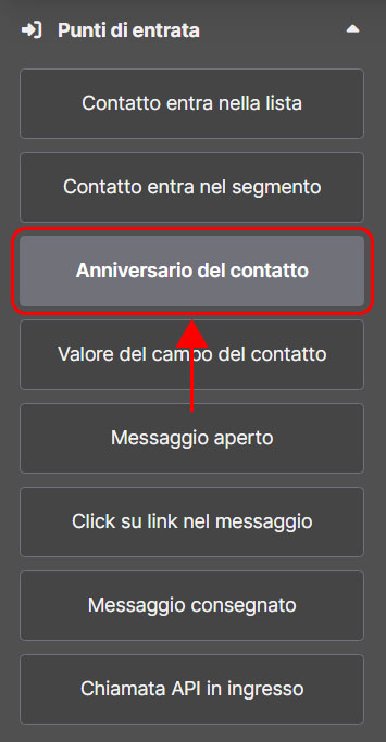 Emailchef Flow: anniversario del contatto