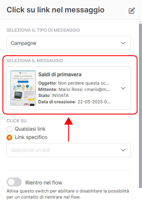 Emailchef Flow: click sul link nel messaggio