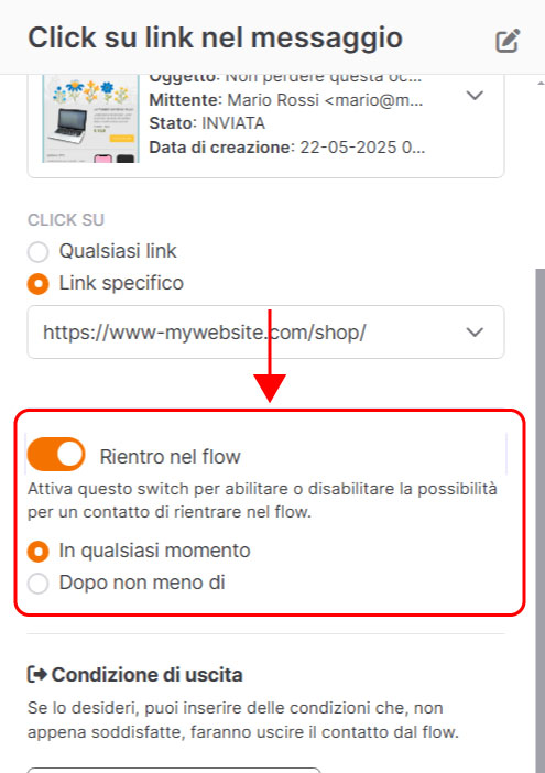 Emailchef Flow: click sul link nel messaggio