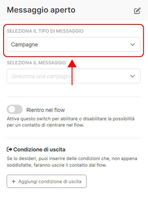 Emailchef Flow: messaggio aperto