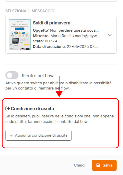 Emailchef Flow: messaggio aperto
