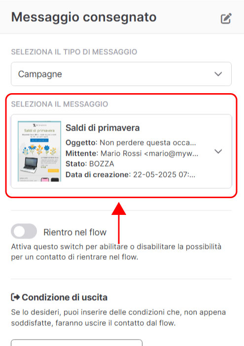 Emailchef Flow: messaggio consegnato