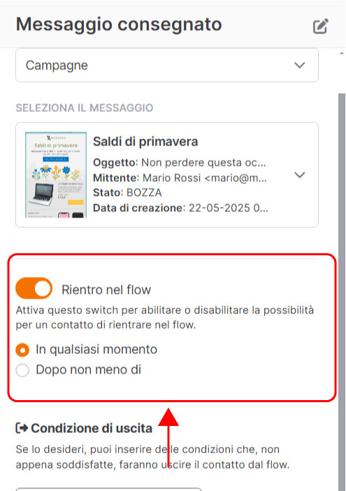 Emailchef Flow: messaggio consegnato