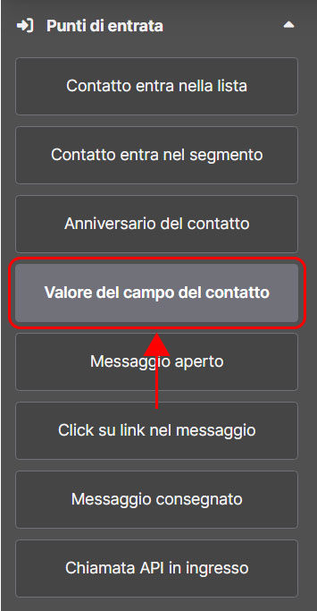 Emailchef Flow: valore del campo del contatto